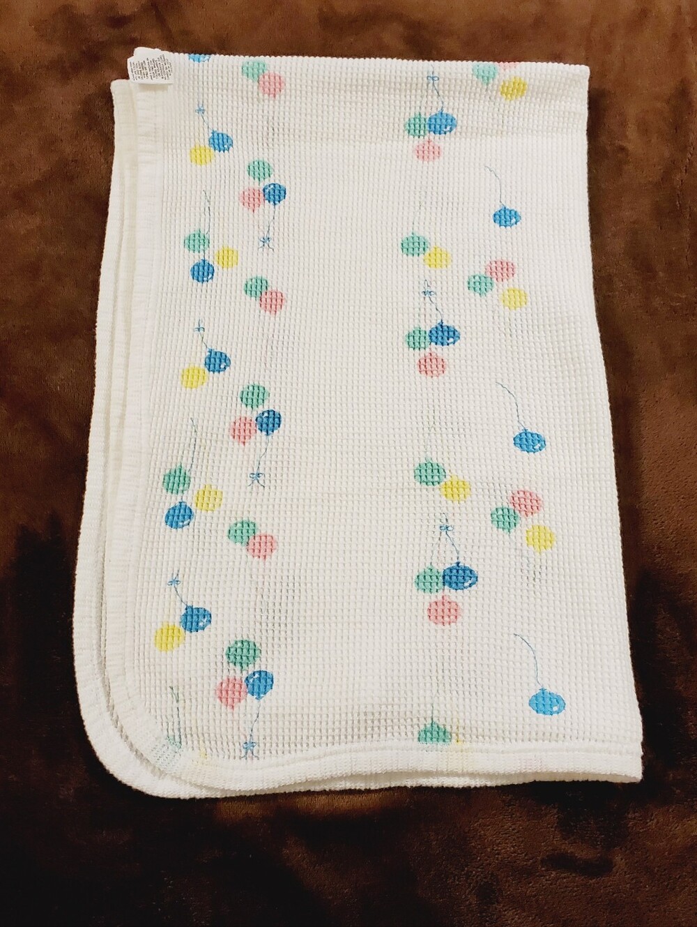 Baby Morgan Vintage Balloon Waffle Baby Receiving Blanket EUC